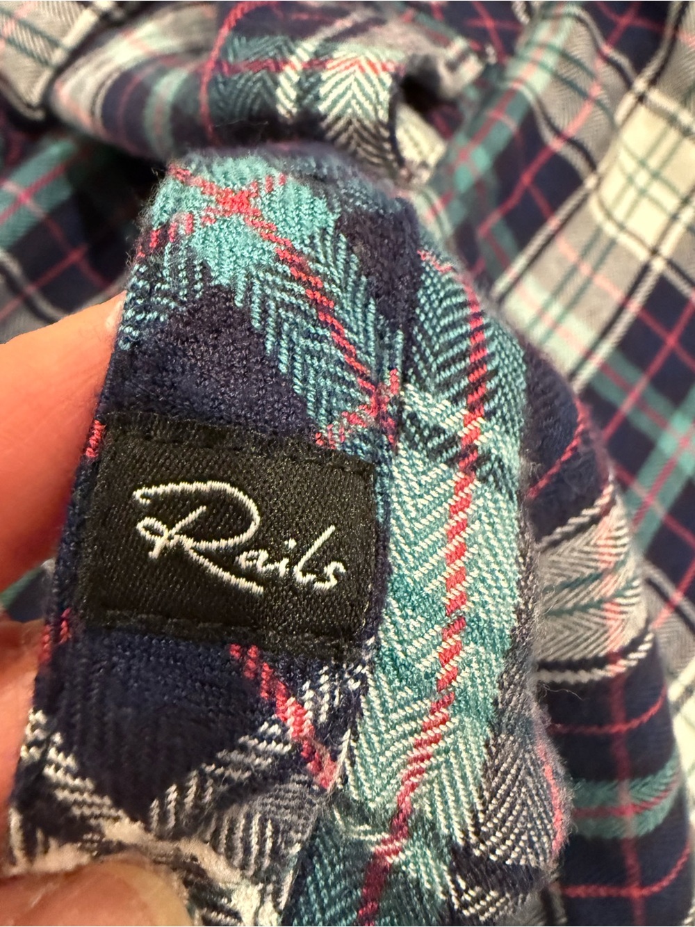 Rails Navy, Teal & White Plaid Button-Down Shirt - Picture 4 of 7